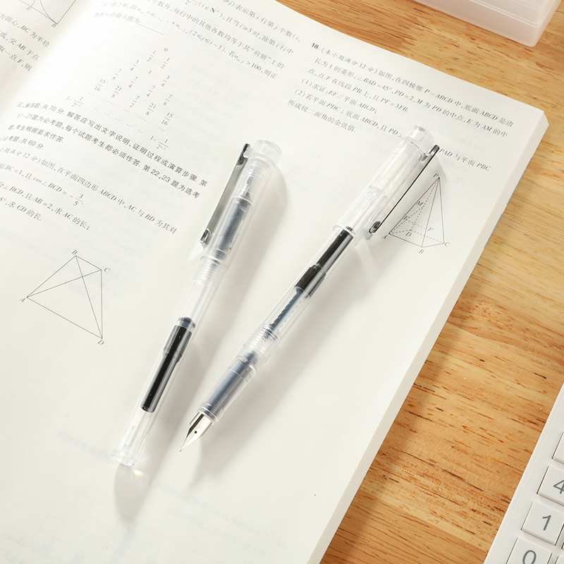 晨光本味系列小灯管钢笔学生用练字钢笔v9001明尖ef0.38透明钢笔