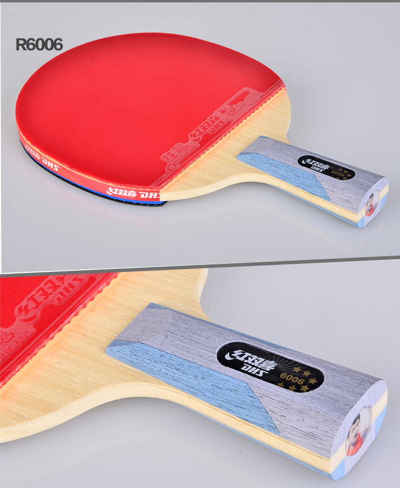 红双喜6002乒乓拍长柄/双反胶